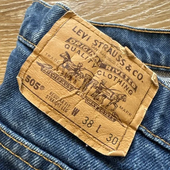 Levis 505 Jeans Mens 36 x 30 Denim Regular Fit Straight Reg‎ 80s Orange Tab VTG